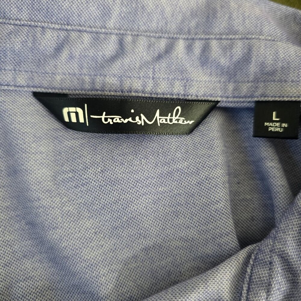 Travis Mathew Golf Polo Shirt Men Large Pineapple Drink in Pocket Purple Casual - Picture 8 of 8